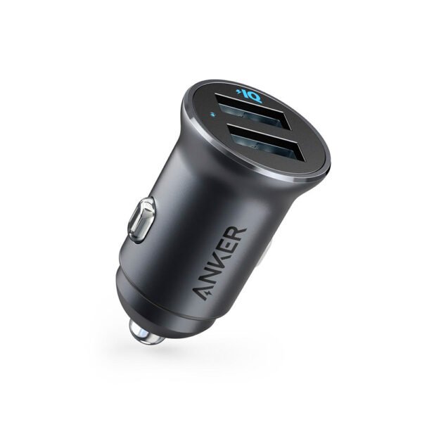 Anker PowerDrive 2 Alloy Car Charger, 24W, Dual USB-A, Black (A2727H12)