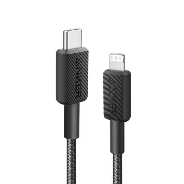 Anker 322 USB-C to Lightning Cable - 3ft (0.9m),Braided Nylon , Black