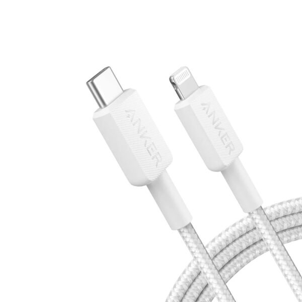 Anker 322 USB-C to Lightning Cable - 3ft (0.9m)Braided Nylon , white
