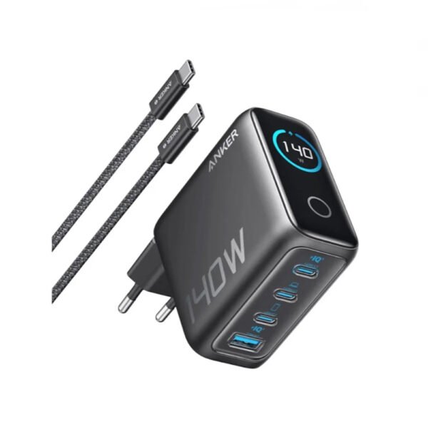 Anker 140W 4-Port GaN Wall Charger, PD 3.1, HD Display, Dark Gray (B2697GZ1)