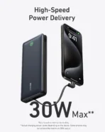 Anker Nano Power Bank, 20,000mAh, 30W, Built-In USB-C Cable, Black (A1387H11) - Image 4