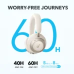 Anker Soundcore Space One Pro Adaptive ANC Over-Ear Headphones, White (A3062H21) - Image 3