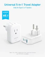 Anker Travel Adapter (5-in-1), 15W, 3x USB/PD Ports + 2x AC Outlets, White (A92A2321) - Image 5