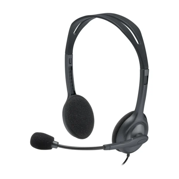 Logitech H111 Wired Stereo Headset - Single 3.5mm Plug, On-Ear, Noise-Cancelling Mic - Black (981-000593)